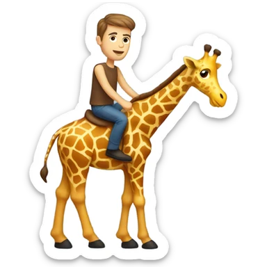 Brown haired white male riding giraffe sticker
