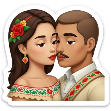 Russian and Mexican couple kissing sticker