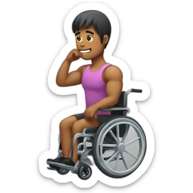 disabled individual in a wheelchair with muscles sticker