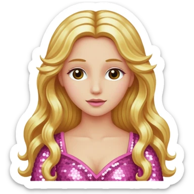 Venus, Goddess of Love with long golden blonde hair, pink sequin outfit sticker