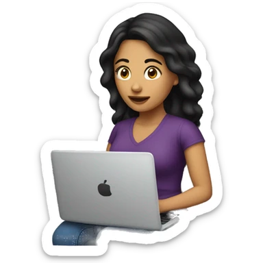 mujer latina con laptop sticker