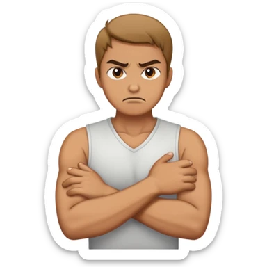 guy crossing hands around neck angry sticker