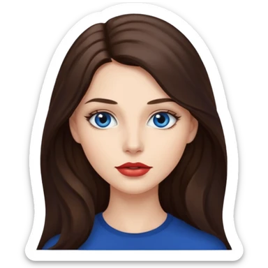 Woman with long brunette hair dark blue eyes and full lips sticker