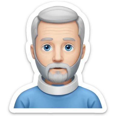 Older man with a full beard, a medical neck brace, and blue eyes. sticker