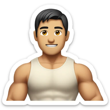 buff gym asian man full body making a 'I want you' face  sticker