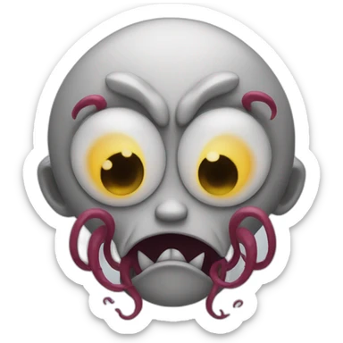 multi eyed demon worried about tentacles sticker