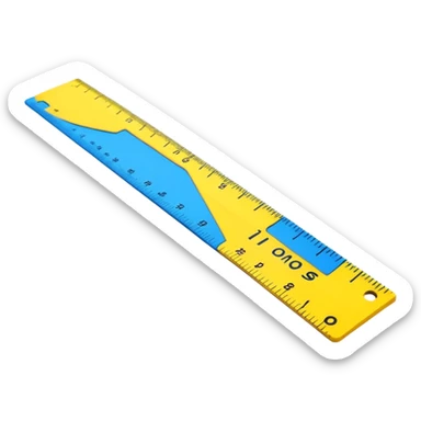 cartoon ruler with bright colors, perspective composition, high saturation, measurement marks but no numbers sticker