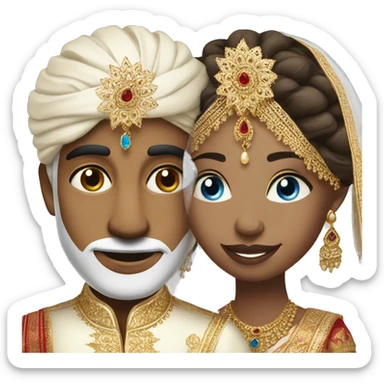 Indian groom and white skin bride with blue eyes sticker