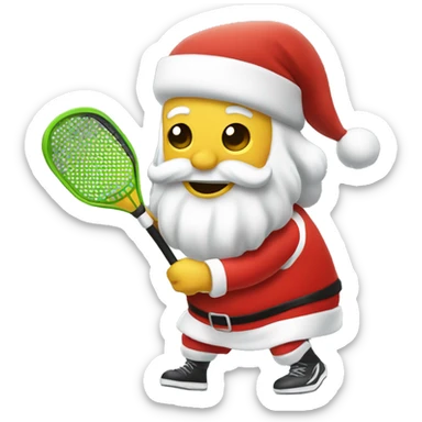 Santa playing pickleball sticker