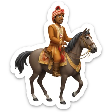an indian guy riding a horse  sticker