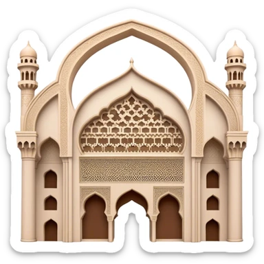 Cinematic Realistic Alhambra Landmark Emoji, capturing the intricate Moorish architecture, ornate arches. sticker