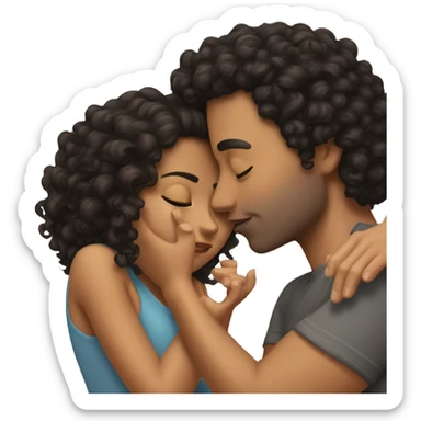 Hispanic with curly black hair kissing a curly brown hair white girl  sticker