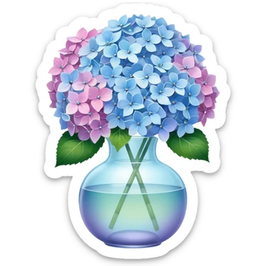 Lush Hydrangeas, translucent glass vase sticker