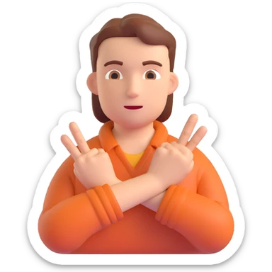 a person with hands crossed, showing both middle fingers, neutral expression sticker