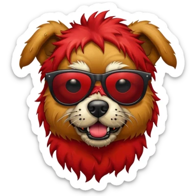 Zombie dog with red hair and sun glasses sticker
