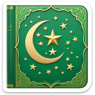 Closed Quran with the Islamic Symbol on it (moon and star) green sticker