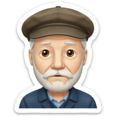 Old man white beard wearing a flat cap sticker