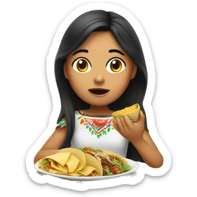 Mexican girl eating food sticker