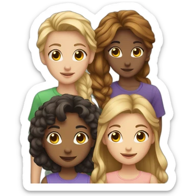 Group of Friends with one boy and three girls sticker