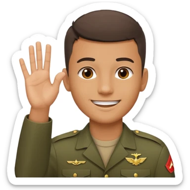 joven trigueno corte de pelo militar sonrisa bonita mano arriba sticker