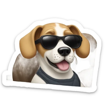 Dog with sunglasses in a car sticker