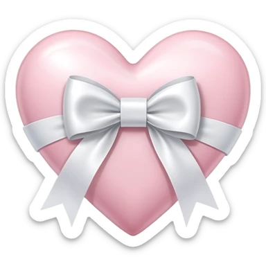 Light pink heart with white ribbon bow sticker