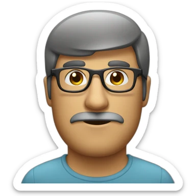 Hombre delgado, canas semis oduldo con gafas sticker