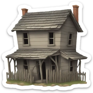 old broken house sticker