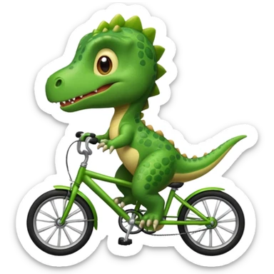 Baby dinosaur riding a bike  sticker