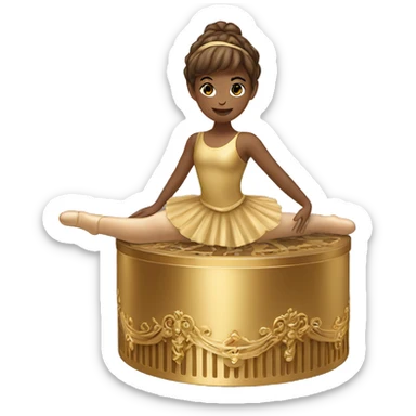  brown ballerina on a gold music box sticker