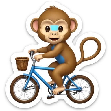 monkey pretending to ride bike but bike sticker