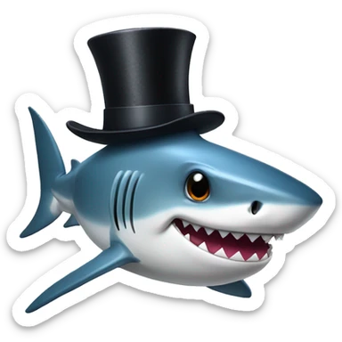 Shark with a top hat sticker