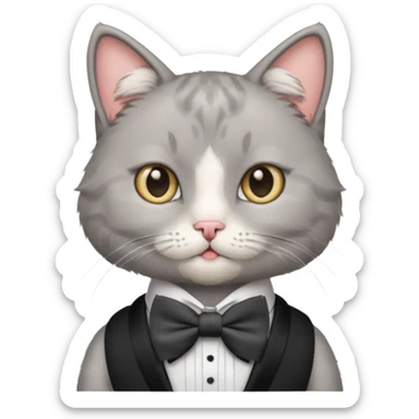 Um gato com lacinho roda sticker