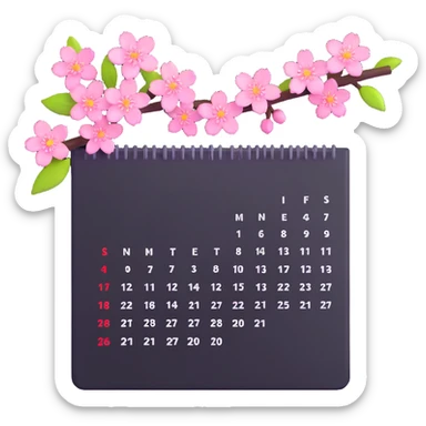 spring calendar with cherry blossoms sticker