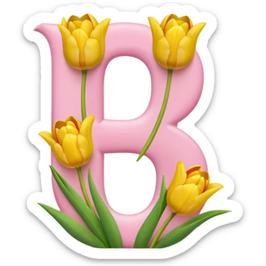 Number 8 made of soft pink and yellow tulips sticker