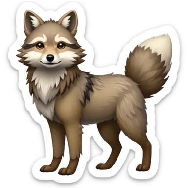 LiLaiRa-GriffSnuff-tanuki-greywolf-coywolf-Coyote-Fakémon-animal-creature, full body sticker