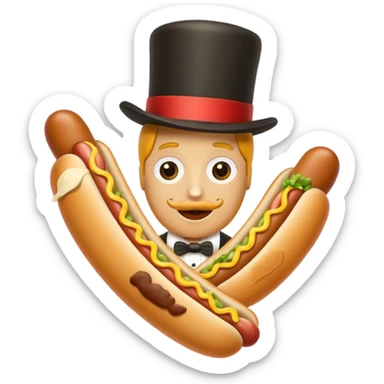 hotdog wearing tophat sticker