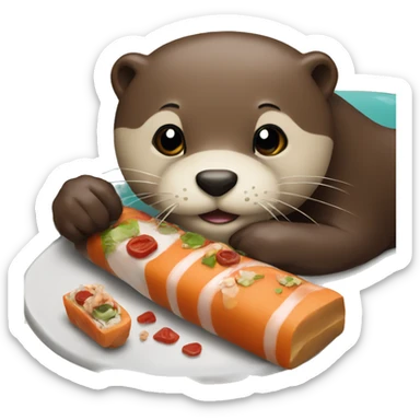 otter eating maki  sticker