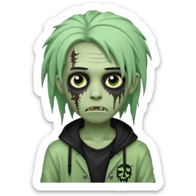 boy zombie with black dreads emo sticker
