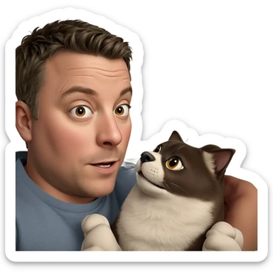 boy holding animal portrait sticker