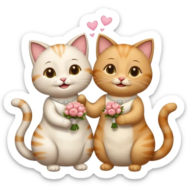 two happy cats getting married sticker