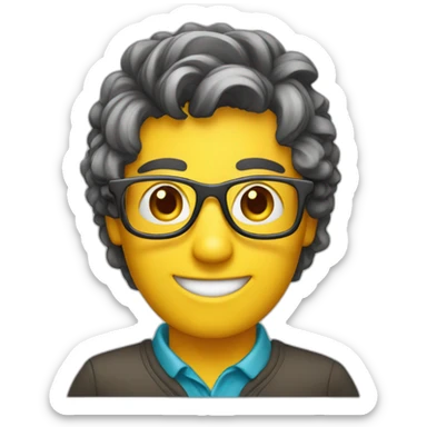 happy programer with glasses hairstyle curtains sticker