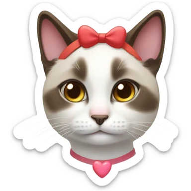 Snowshoe cat with heart headband sticker