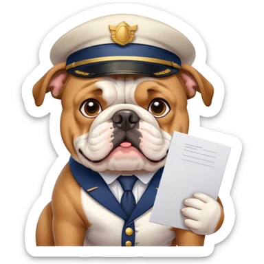 english bulldog with a postman sticker