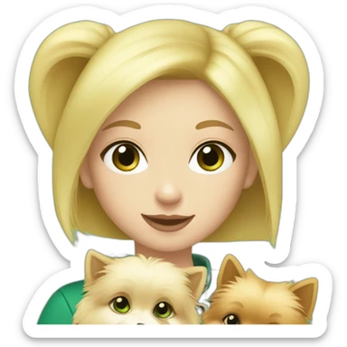 blond-hair-girl-with-green-eyes-petting-pomeranian sticker