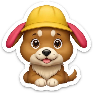puppy dog with hat yellow sticker