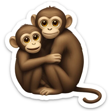 Monkey hugging monkey  sticker