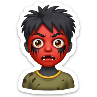emoji de garota zumbi de cabelo preto e MINI franja sticker
