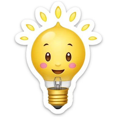 Bulby bulb character, cheerful expression, classic emoji style sticker