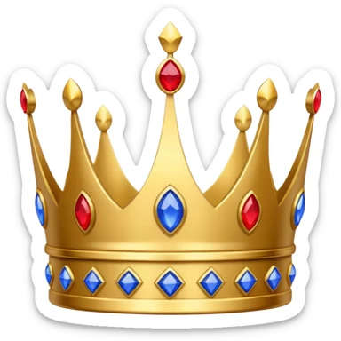 crown emoji, simple, gold, shiny, with red and blue jewels sticker